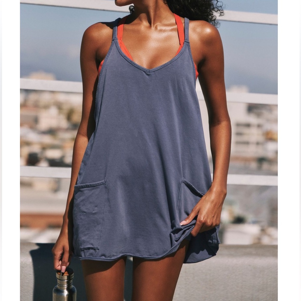 FP Movement by Free People Hot Shot Mini Dress, Blue Indigo, size small